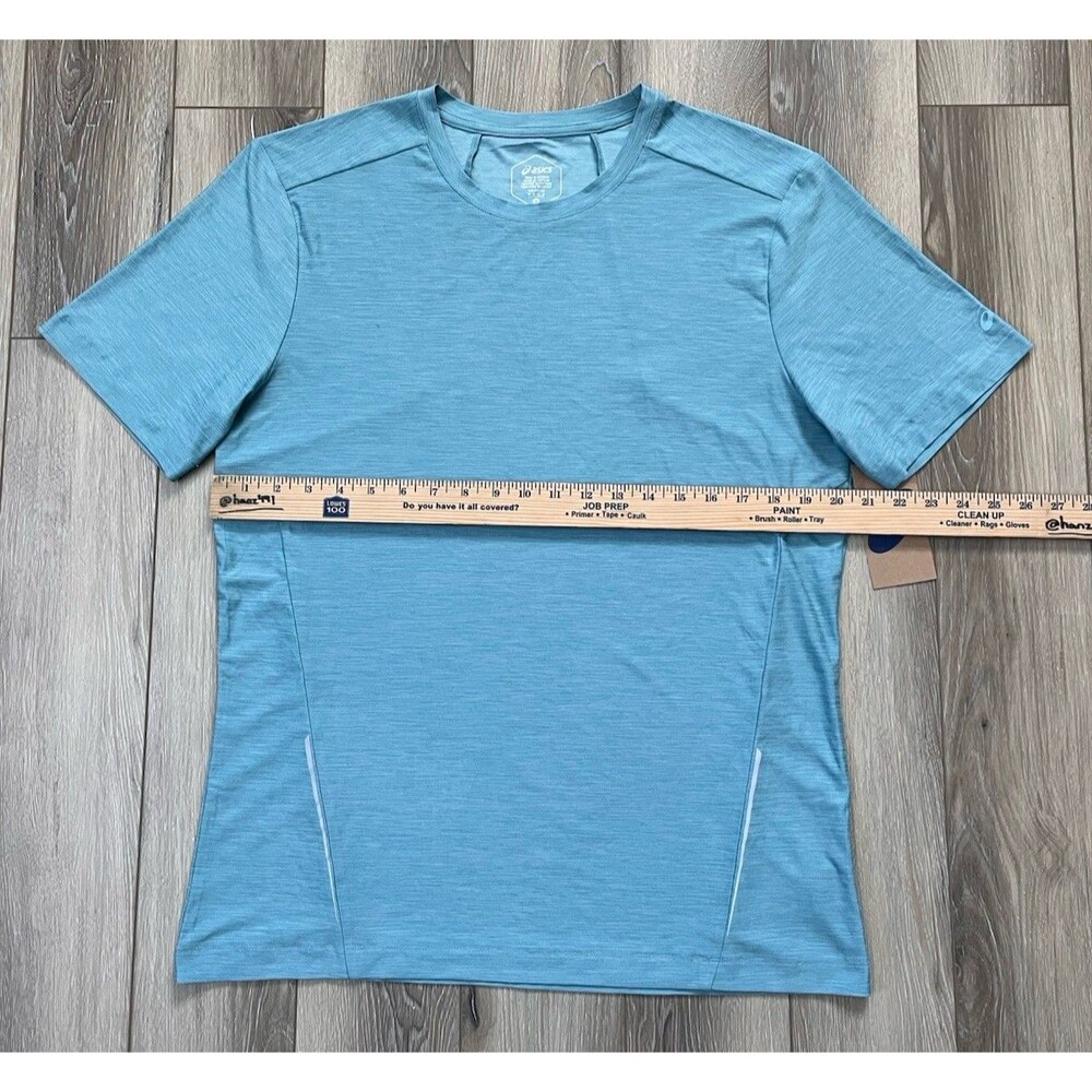 Asics Blue Knit Space Dye Short Sleeve Athletic Tee Mens Sz M NWT Performance - Picture 10 of 10